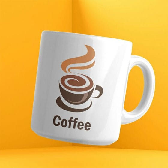 Free Floating Coffee Mug Mockup PSD Template
