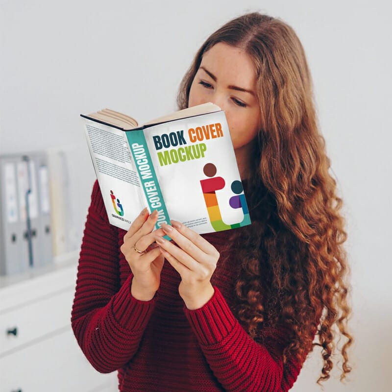 Free Girl With Book Cover Mockup » CSS Author