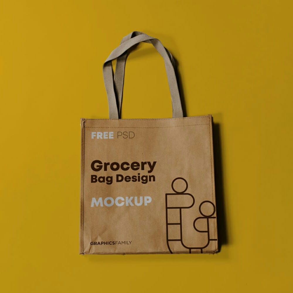 Free Grocery Bag Design Mockup