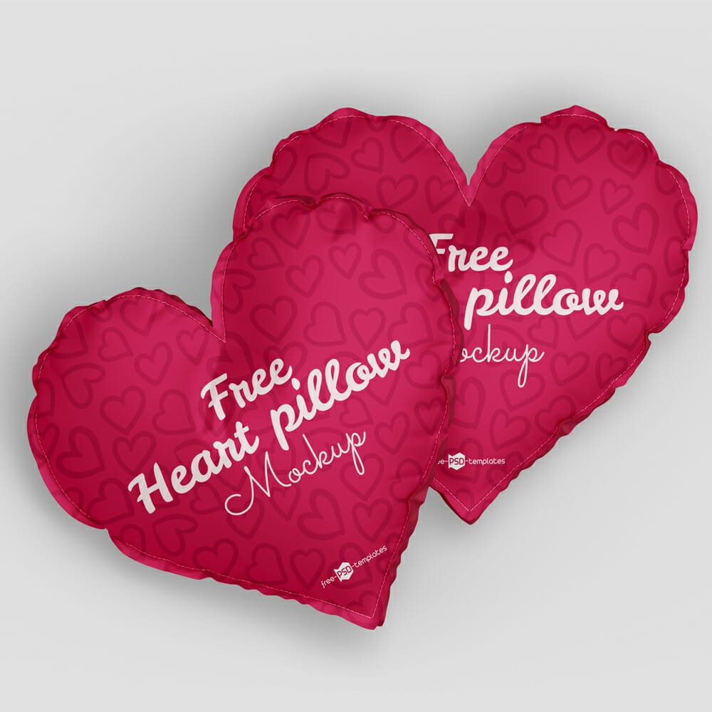 Free Heart Pillow Mockup Set