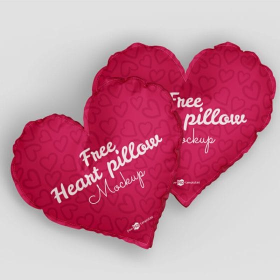 Free Heart Pillow Mockup Set