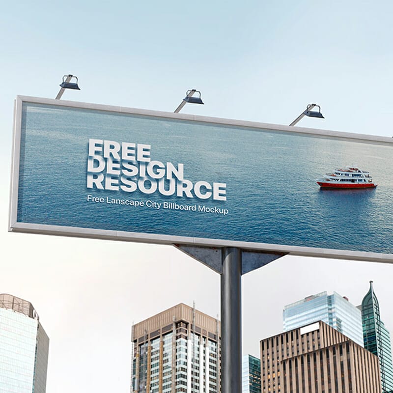 Free Landscape City Billboard Mockup