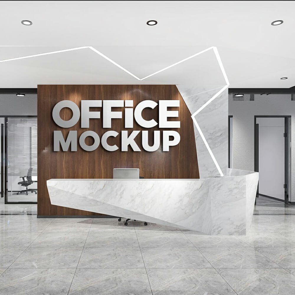 Free Office Sign Mockup PSD Template