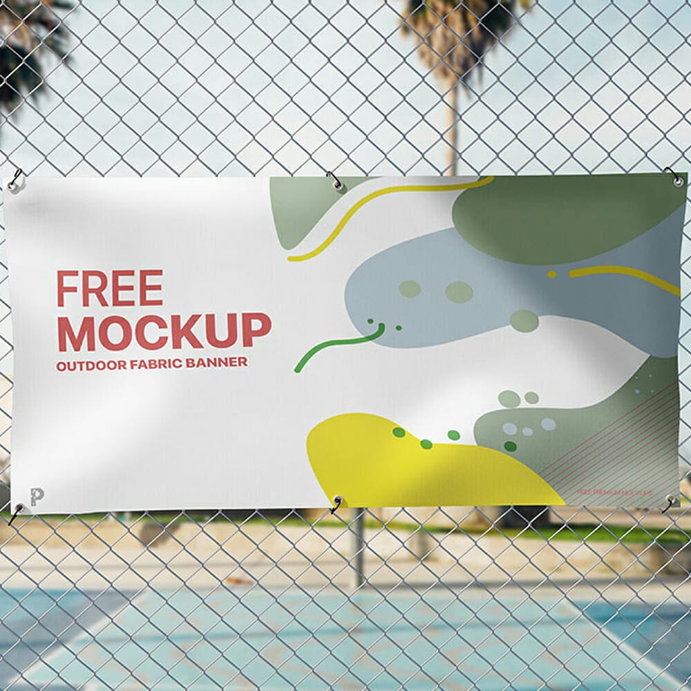 Free Outdoor Fabric Banner Mockup
