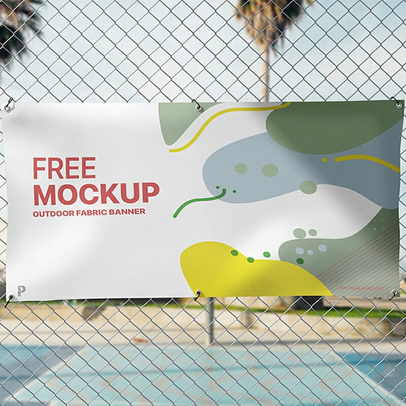 Free Outdoor Fabric Banner Mockup