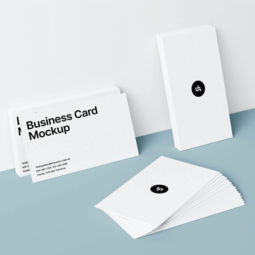 Free Photorealistic Business Cards Mockups Scene