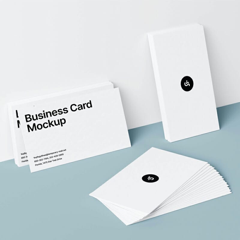 Free Photorealistic Business Cards Mockups Scene