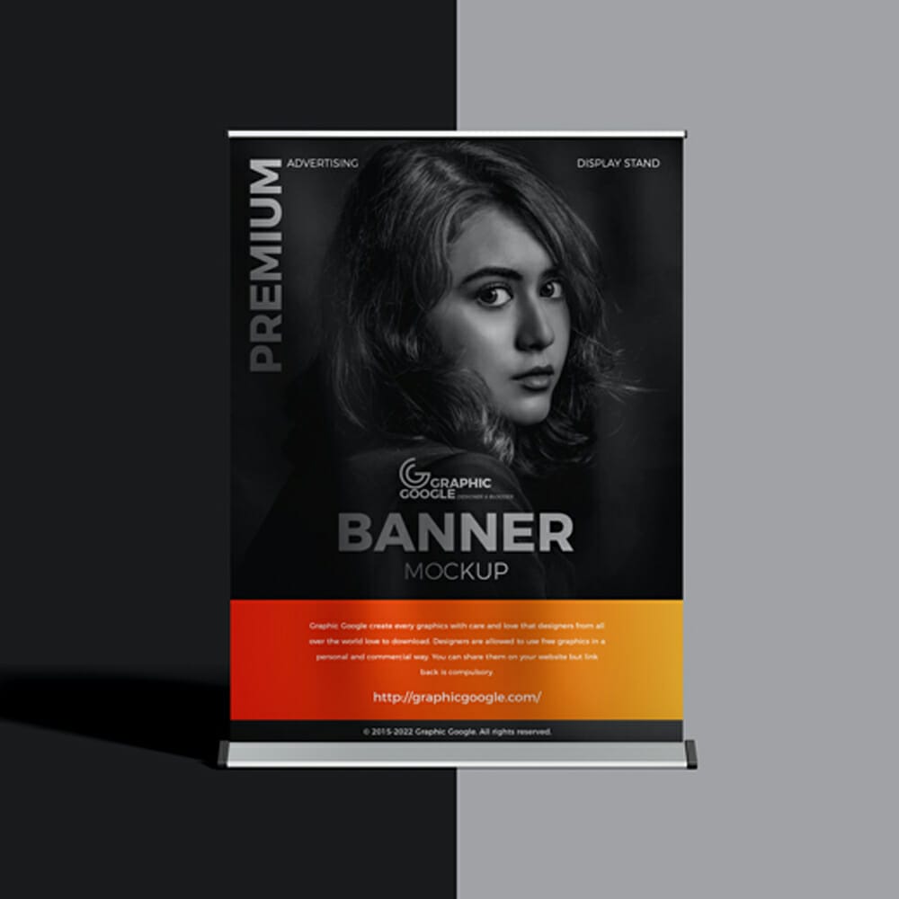 Free Premium Advertising Display Stand Banner Mockup