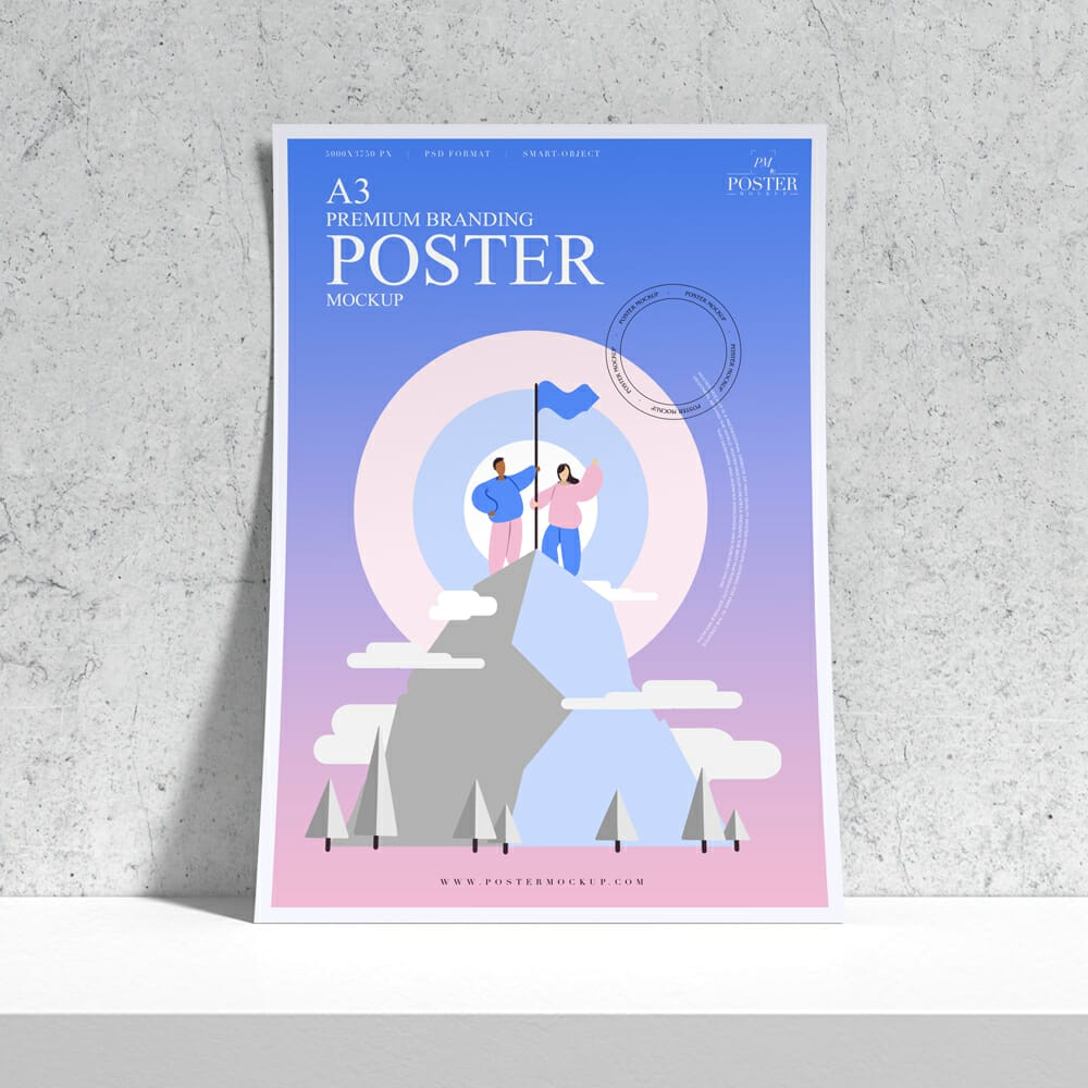 Free Premium Branding A3 Poster Mockup