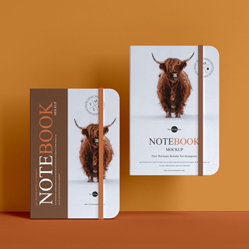 Free Premium Branding A5 Notebook Mockup