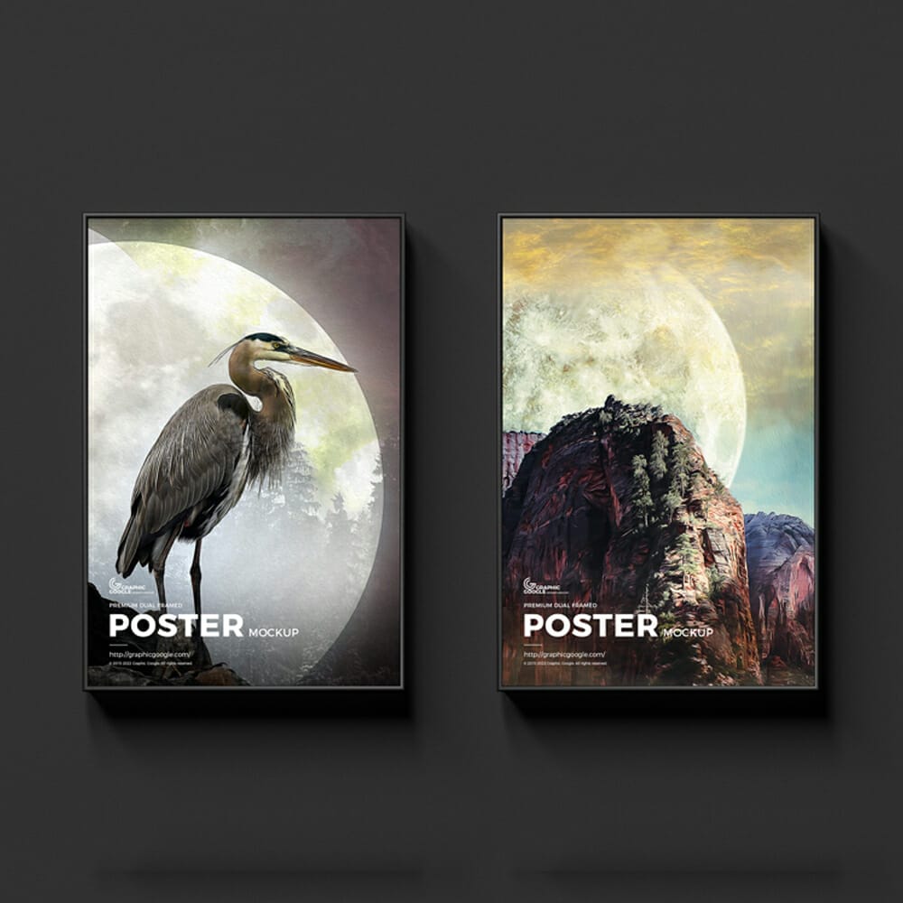Free Premium Dual Framed Poster Mockup