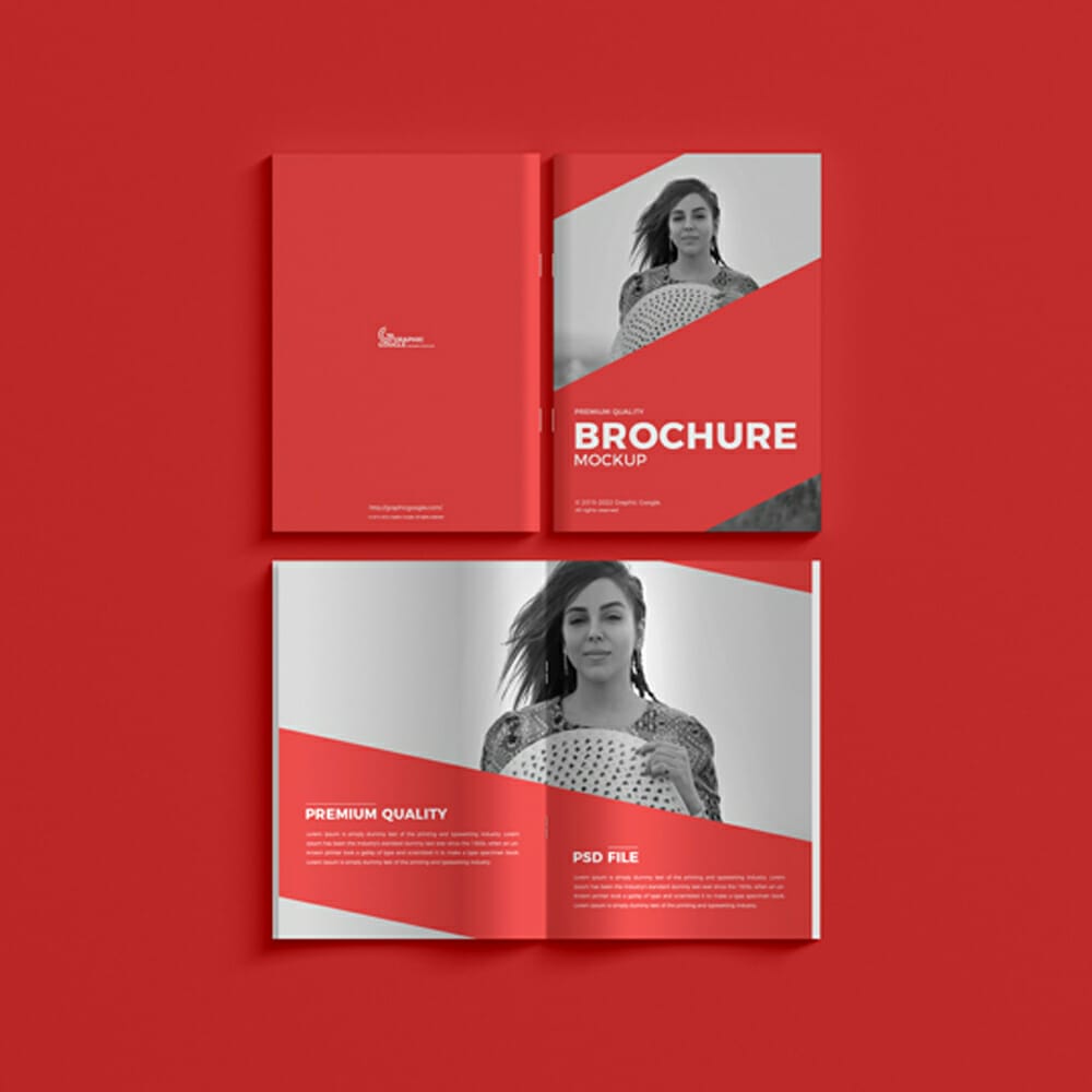 Free Premium Saddle Stitch Brochure Mockup