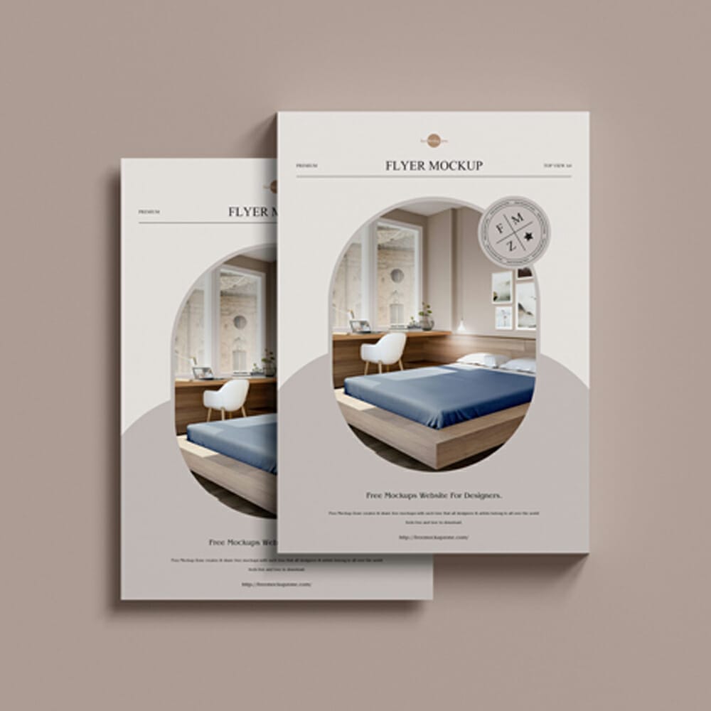 Free Premium Top View A4 Flyer Mockup