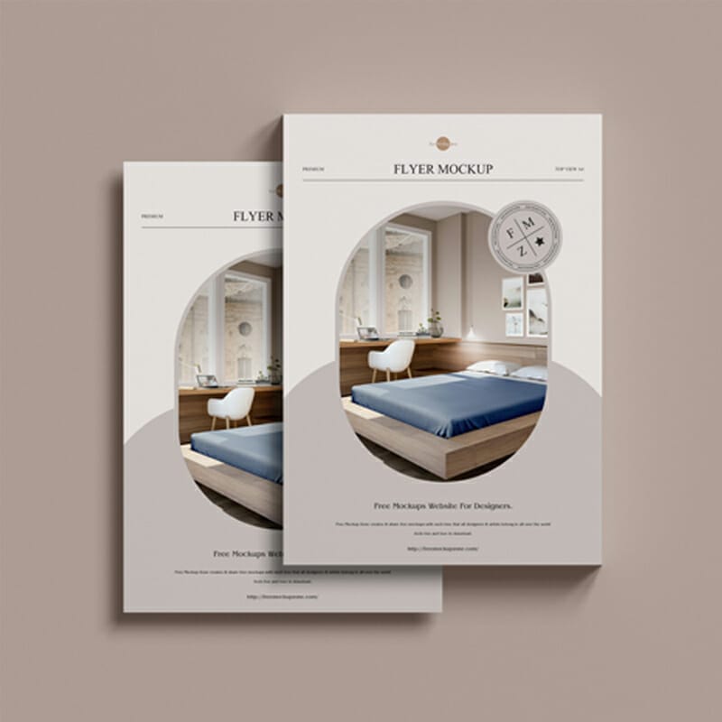 Free Premium Top View A4 Flyer Mockup