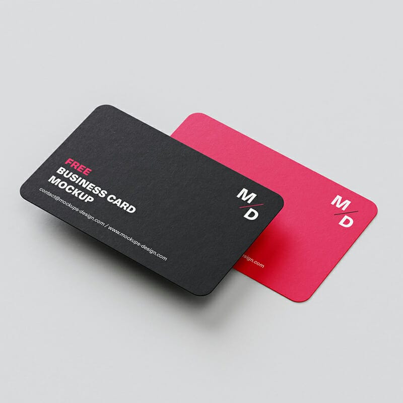Free Rounded Business Cards Mockup