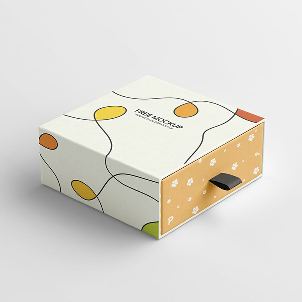Free Square Slide Box Mockup