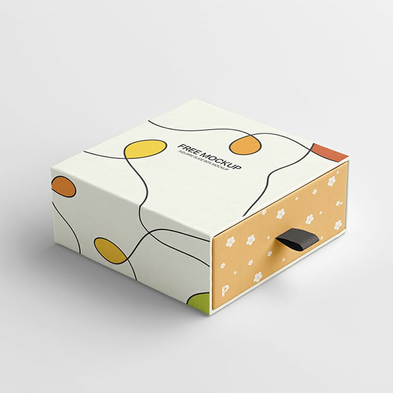 Free Square Slide Box Mockup