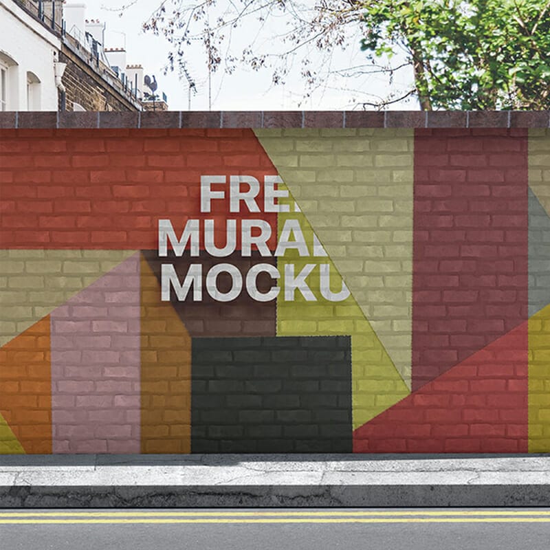 Free Street Mural Wall Mockup