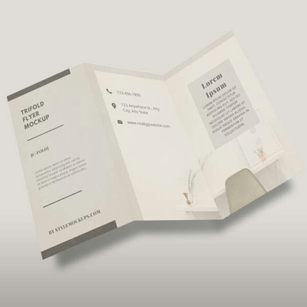 Free Tri-fold DL Flyer Mockup PSD