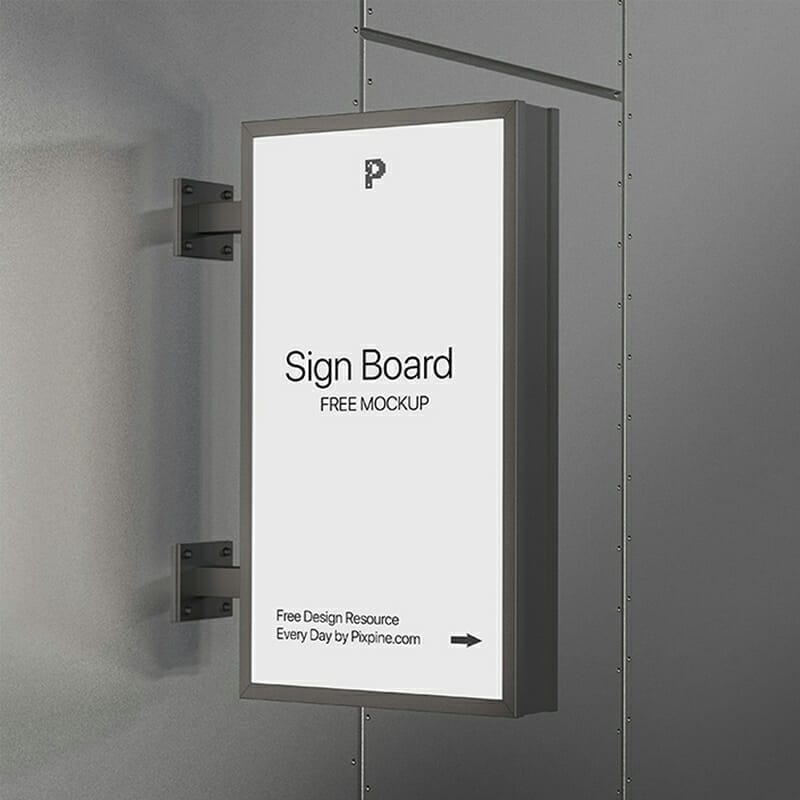 Free Vertical Logo Sign Board Mockup