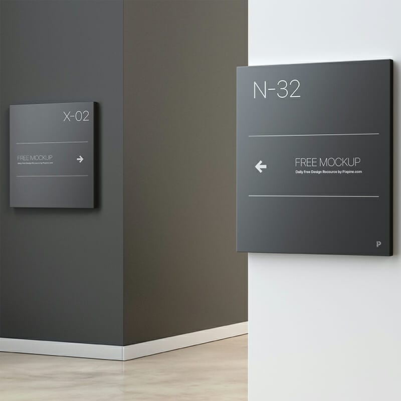 Free Wall Wayfinding Signage Mockup