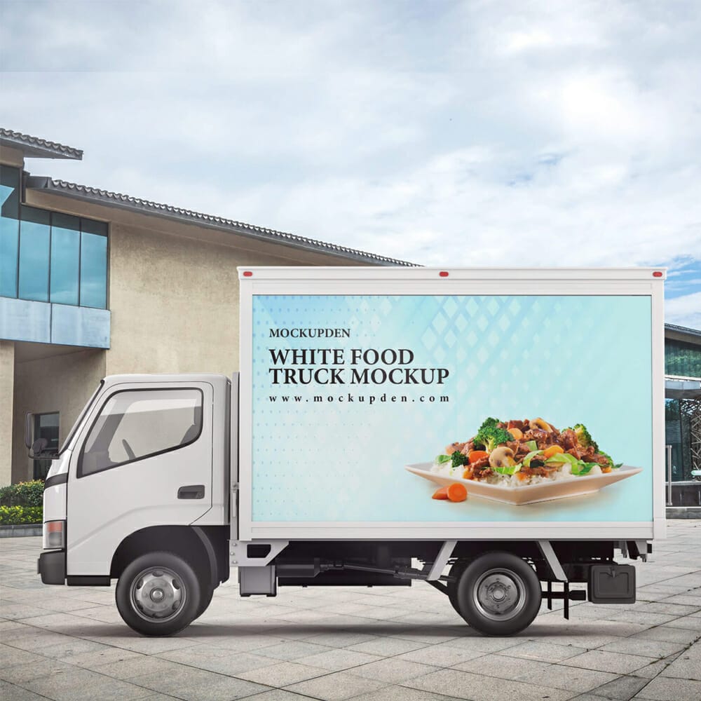 Free White Food Truck Mockup PSD Template