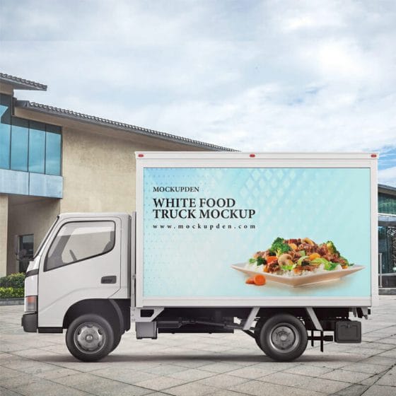 Free White Food Truck Mockup PSD Template