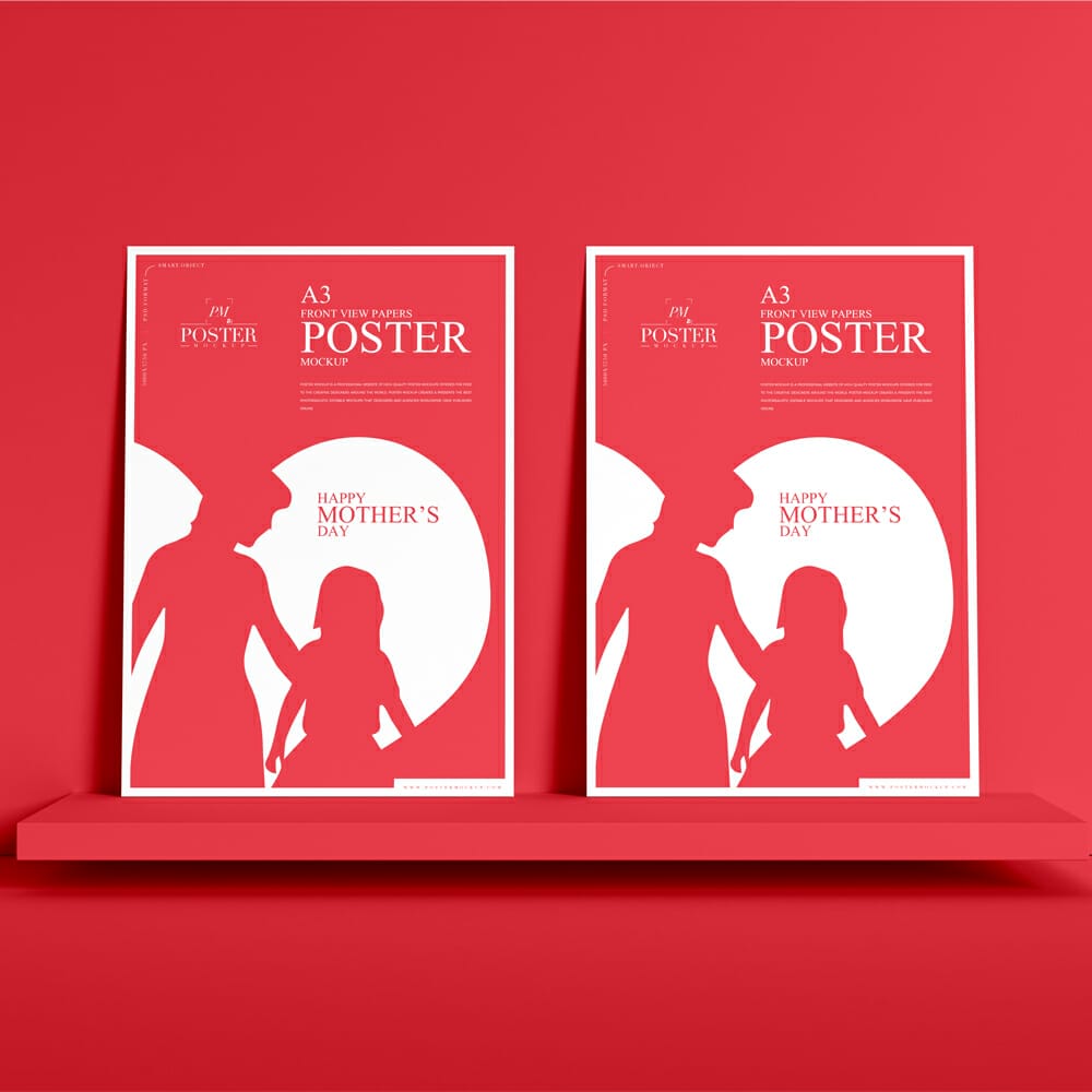 Front View A3 Papers Poster Mockup