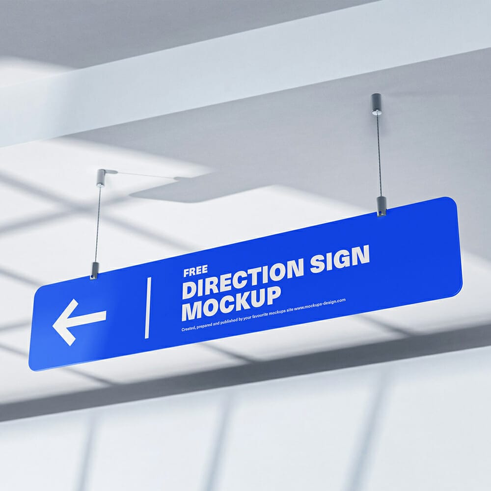 Hanging Direction Sign Mockup