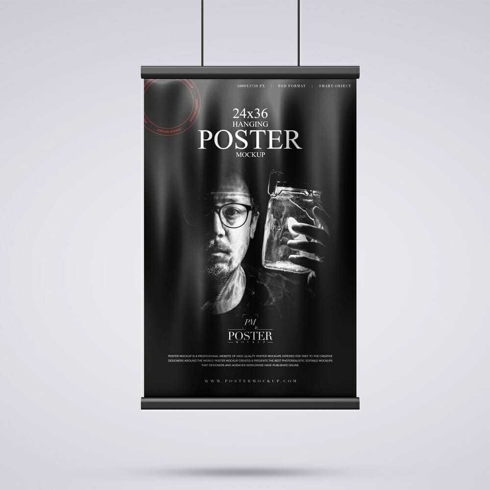 Hanging 24×36 Modern Poster Mockup