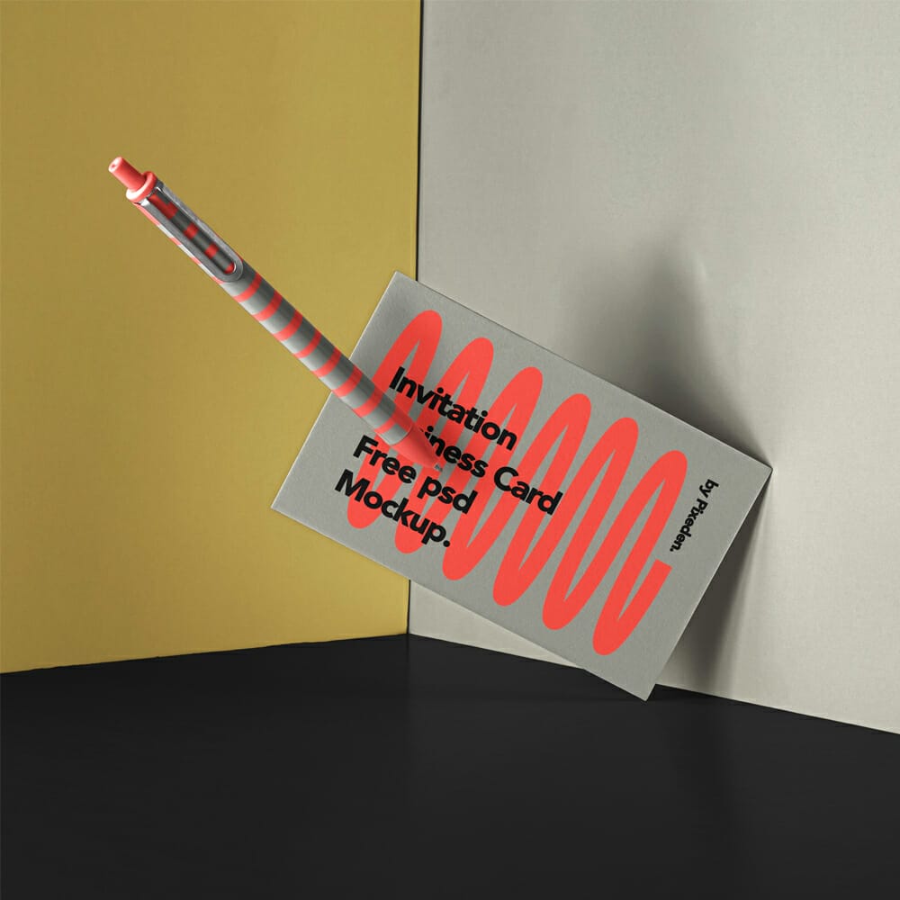 Invitation PSD Business Card Mockup Set