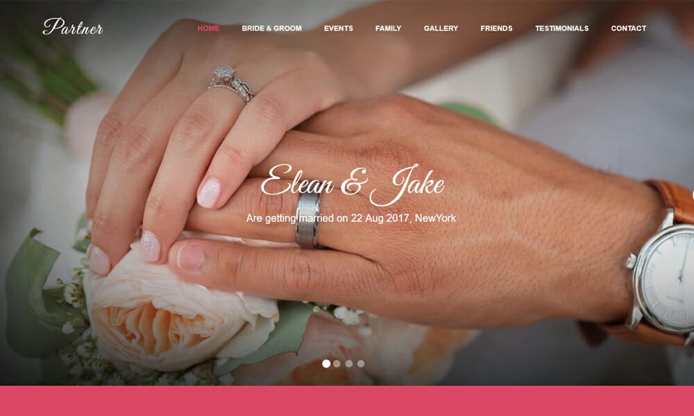 Partner Wedding HTML Bootstrap Web Template