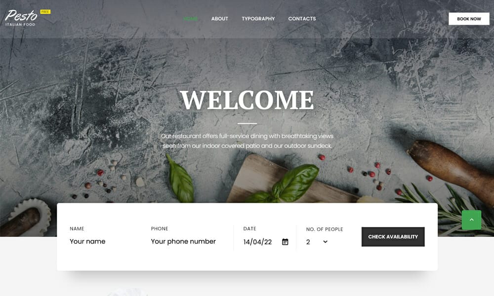 Pesto - Cafe & Restaurant Free Website Template