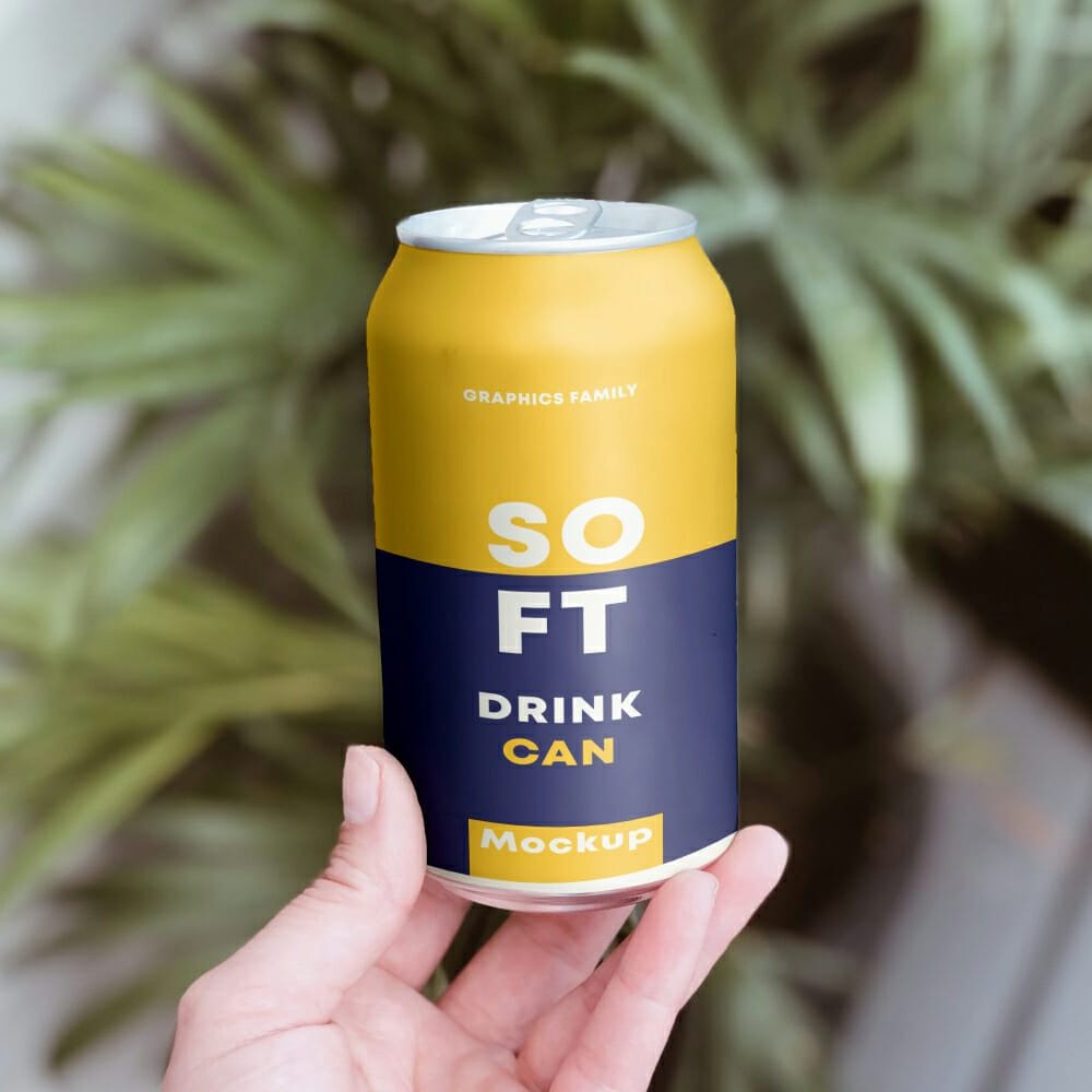 Soft Drink Can Design Mockup