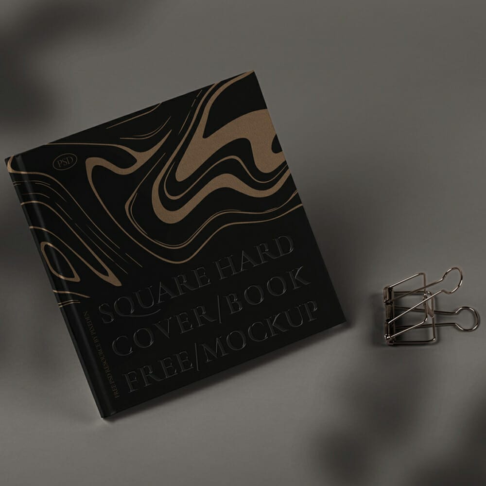 Square UV PSD Hardcover Book Mockup