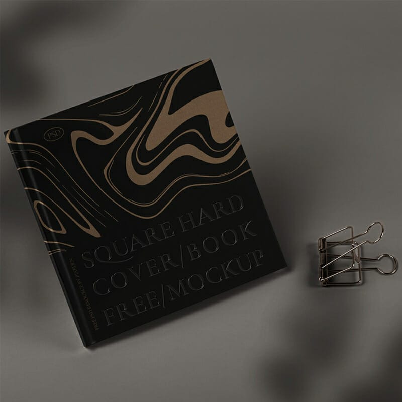 Square UV PSD Hardcover Book Mockup