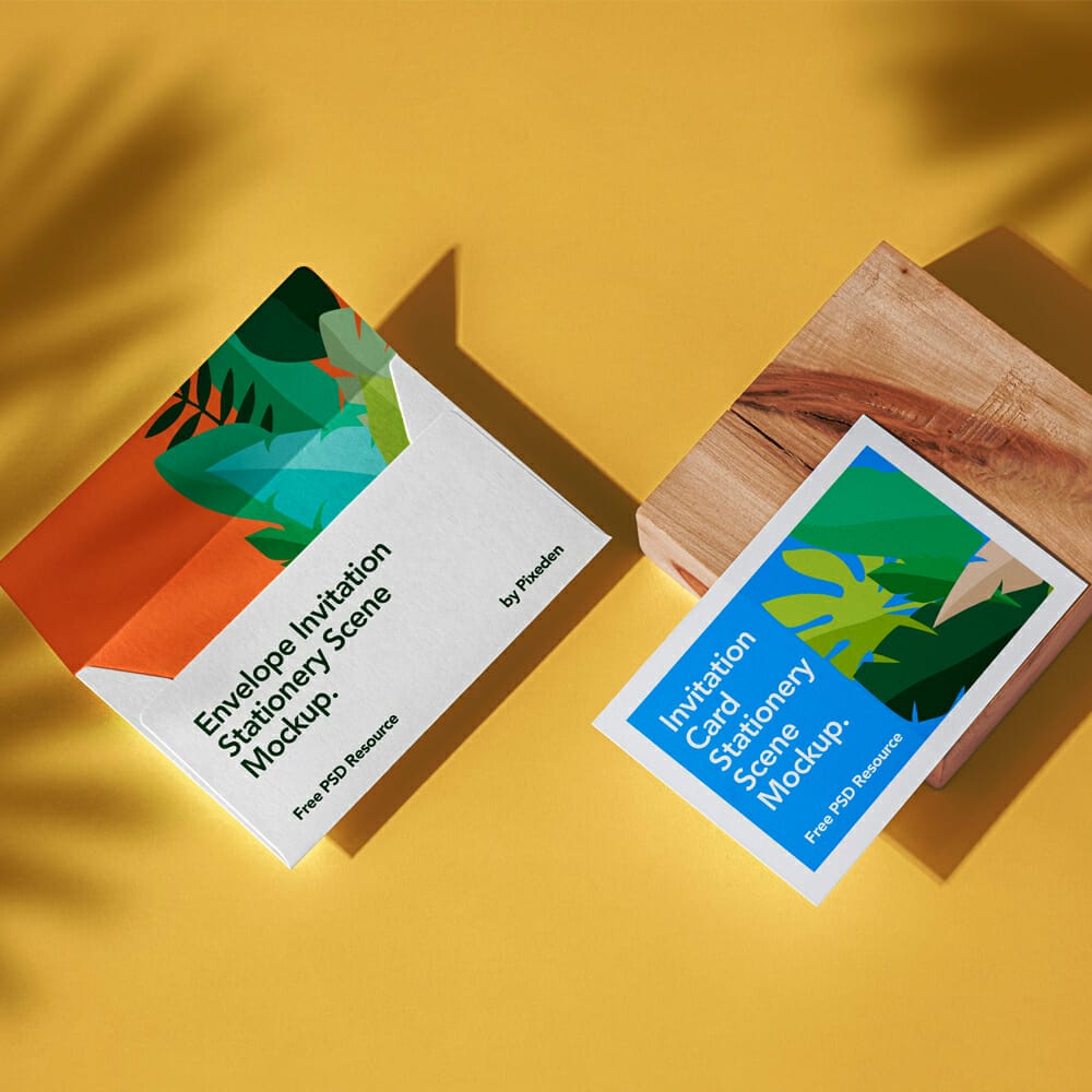 Stationery Envelope PSD Invitation Mockup