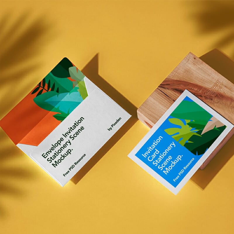 Stationery Envelope PSD Invitation Mockup