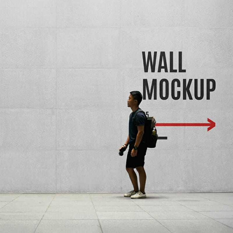 Wayfinding Wall With Men Mockup