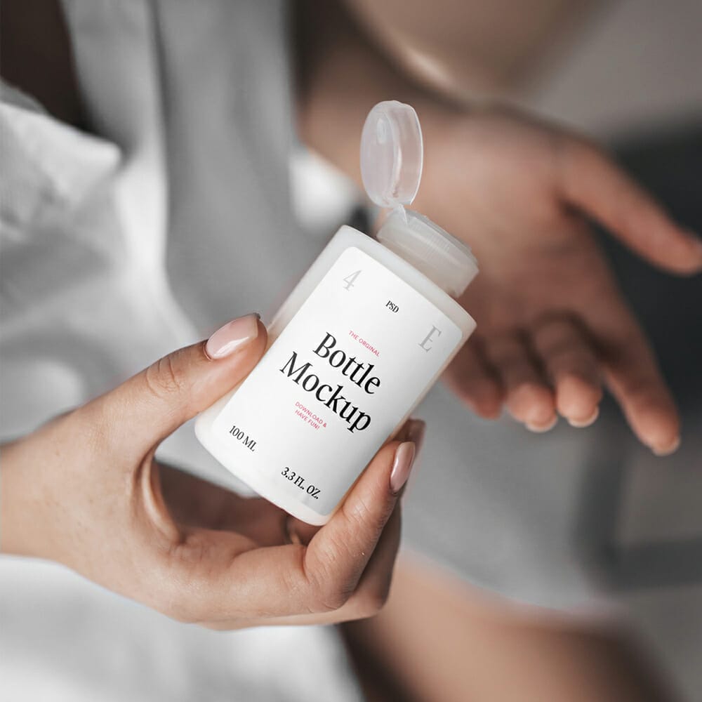 Women Holding Mini Bottle Mockup