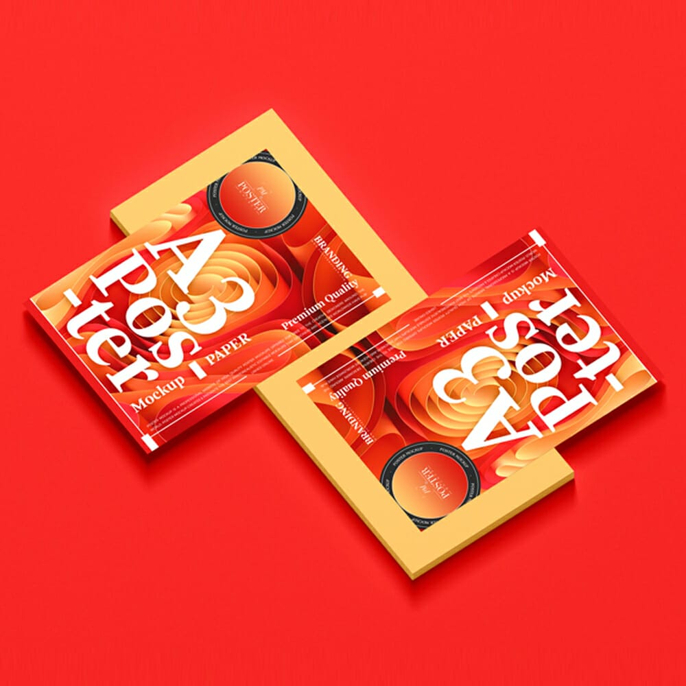 A3 Paper Branding Poster Mockup