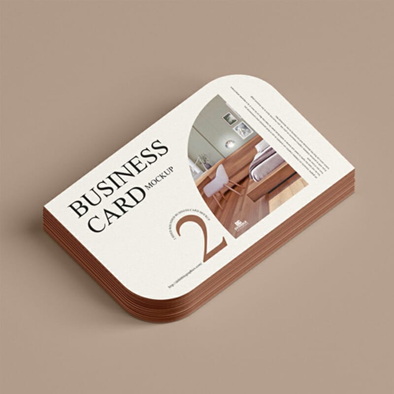 Free 2 Sided Rounded Business Card Mockup