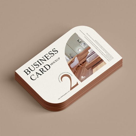 Free 2 Sided Rounded Business Card Mockup
