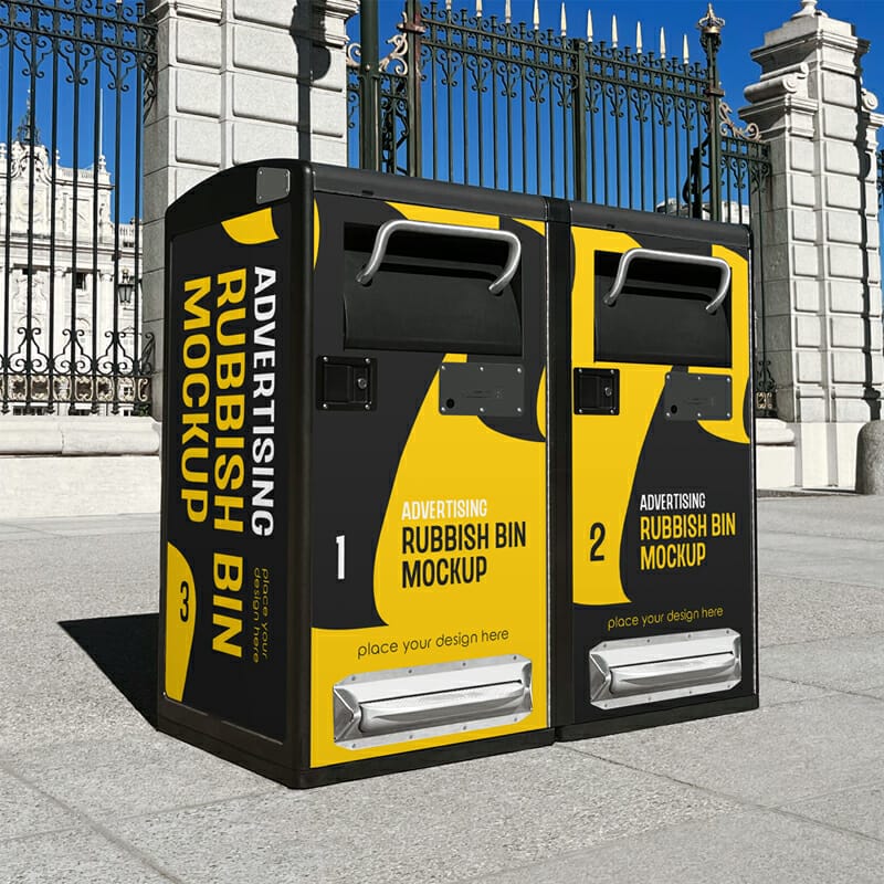 Free Advertising Rubbish Bin Mockup