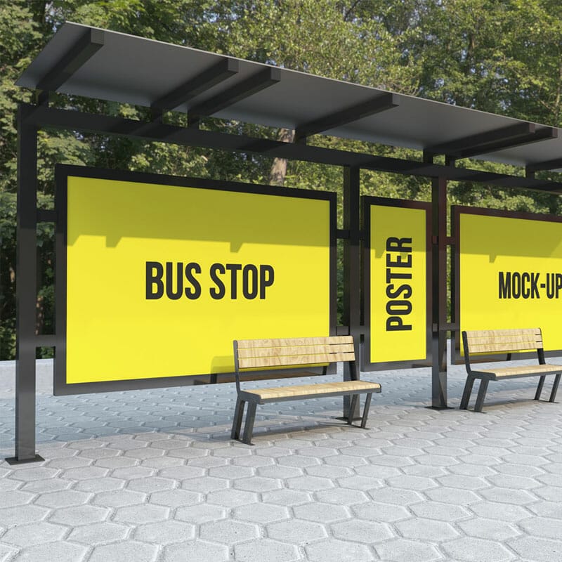 Free Bus Shelter Poster Mockup PSD