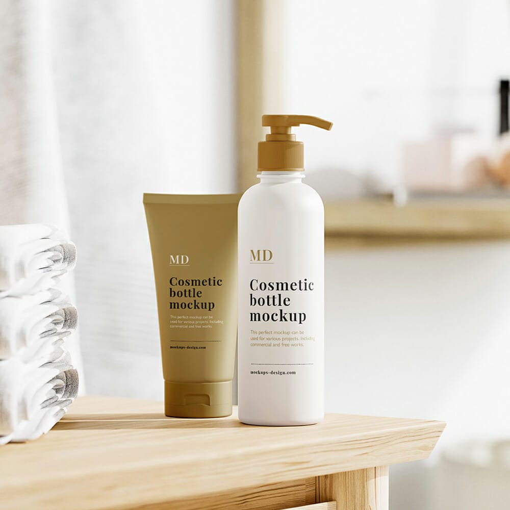 Free Cosmetic Bottle And Tube Mockup