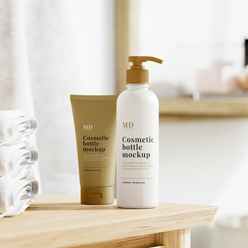 Free Cosmetic Bottle And Tube Mockup