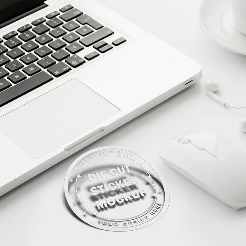 Free Die Cut Sticker Mockup PSD Template