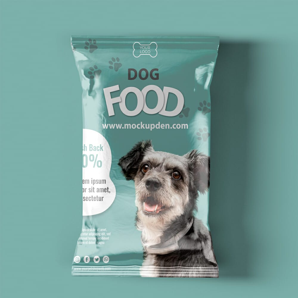 Free Dog Food Packaging Mockup PSD Template