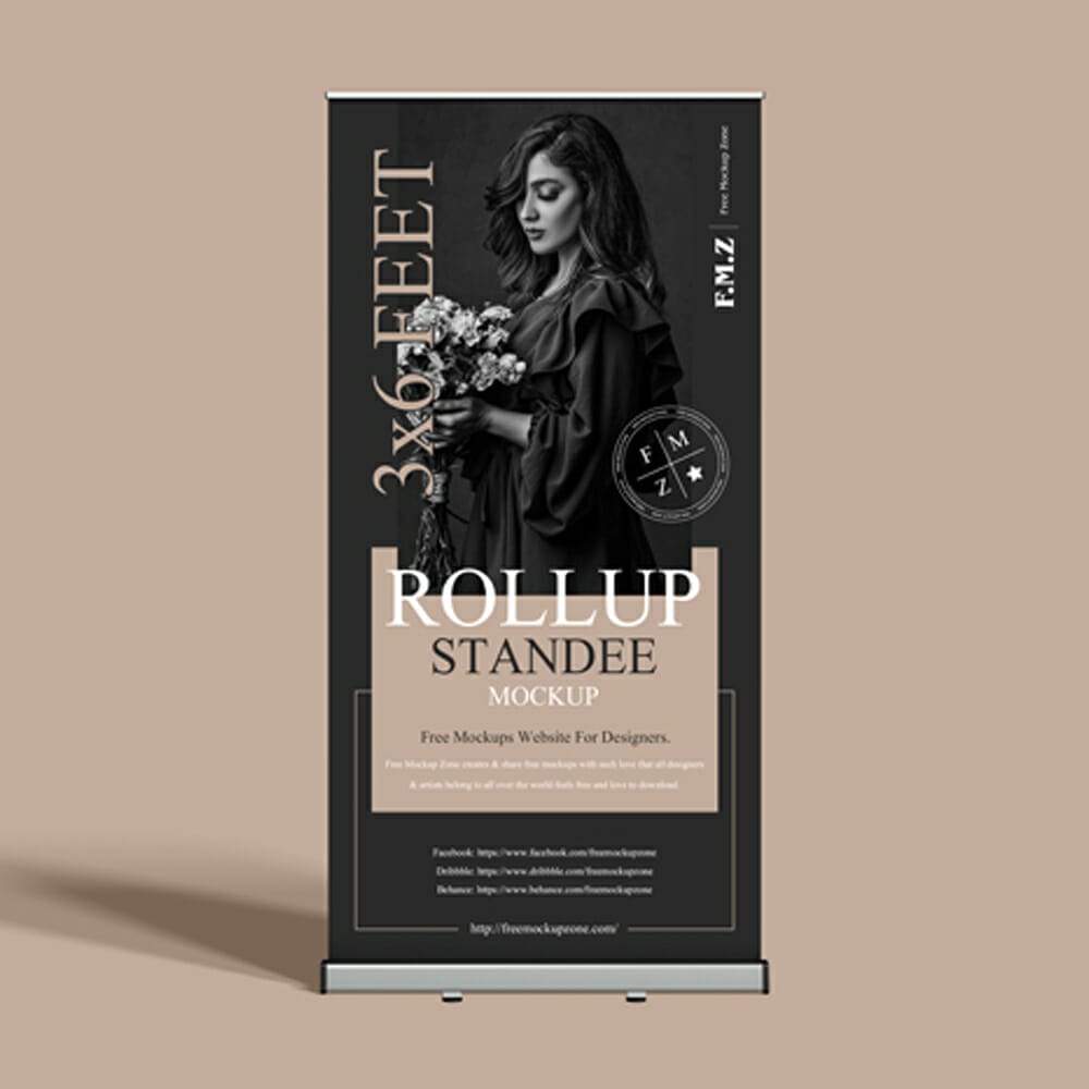 Free 3×6 Feet Rollup Standee Mockup